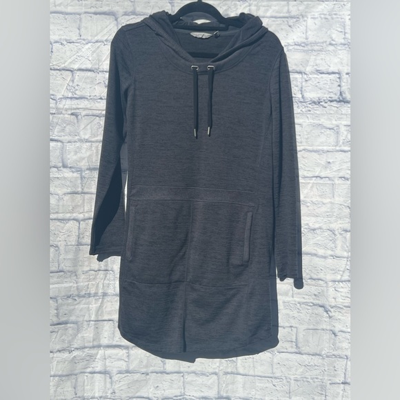 Athleta Dresses & Skirts - Athleta Hooded Heathered Gray Sweatshirt Dress Medium